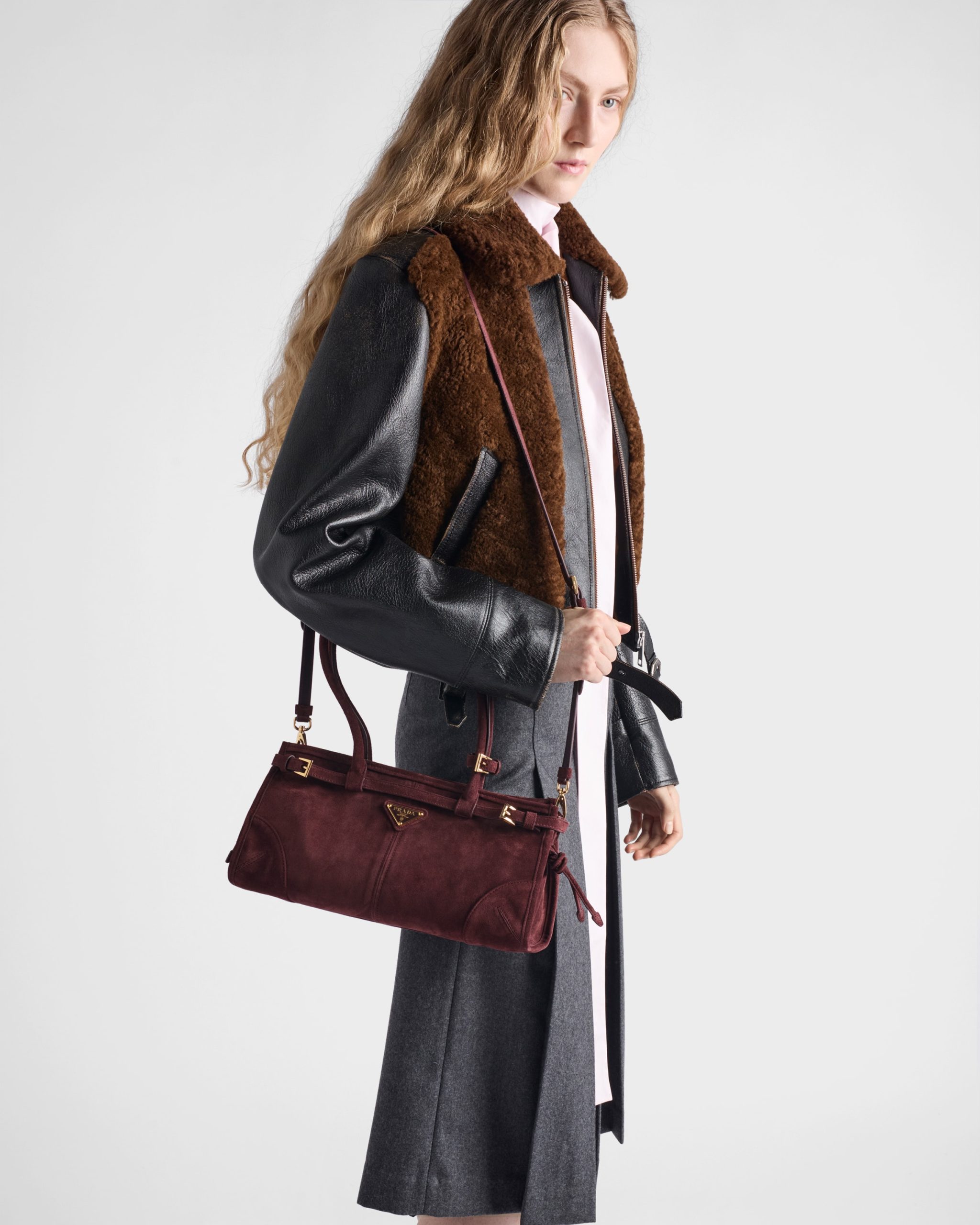 Prada Bonnie medium suede handbag - Image 5